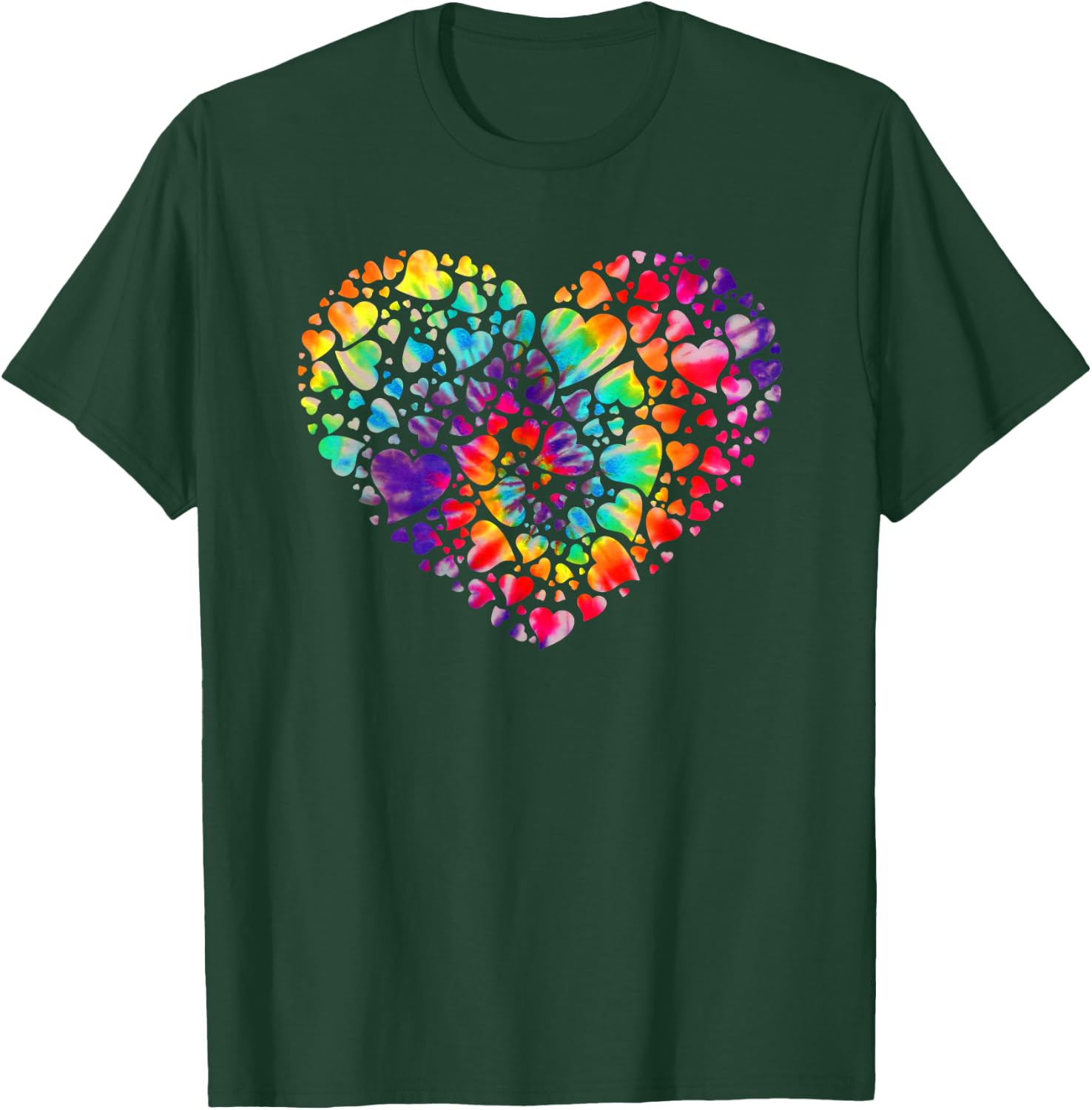 Colorful Tye Dye Die Tie Heart Valentine's Day Gift T-Shirt - T-Shirt | Forest
