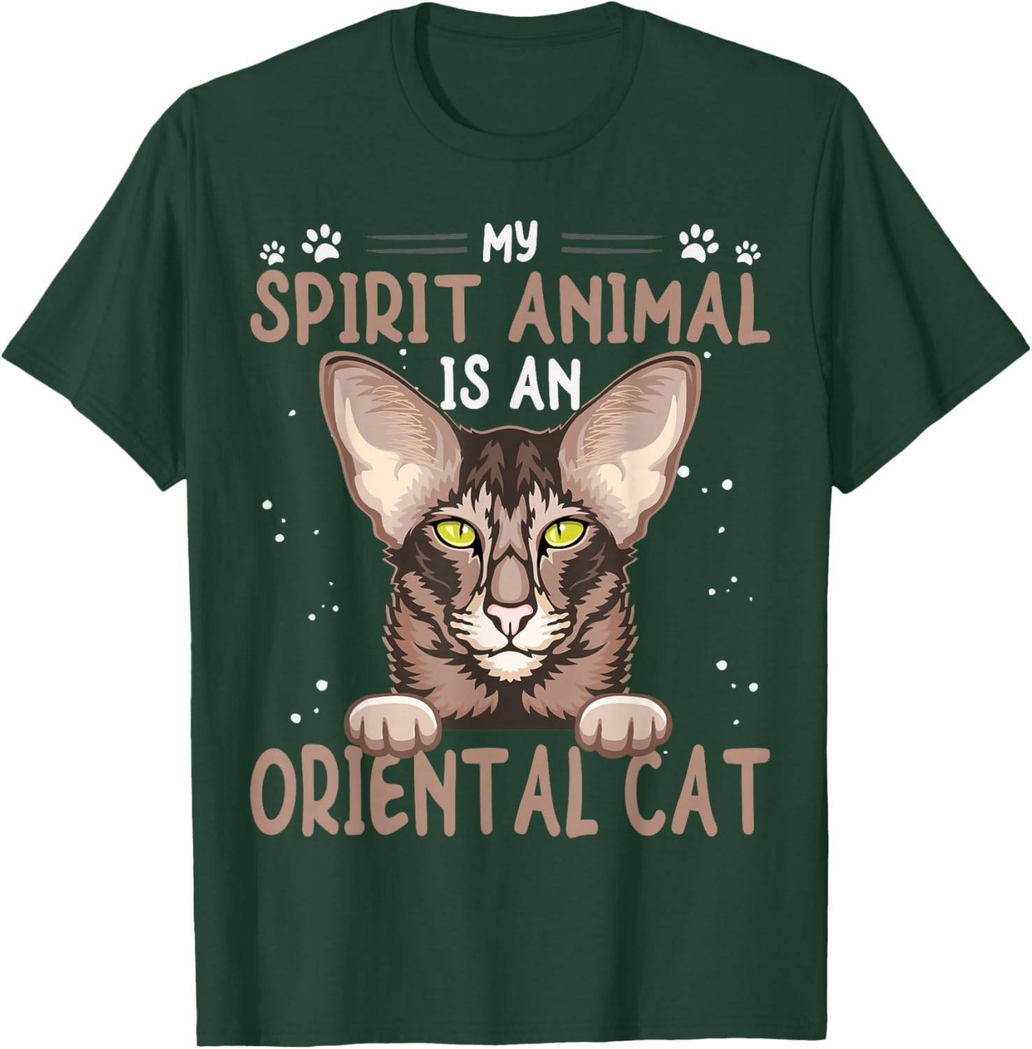 Oriental Cat Bicolor Dad Items Brush Oriental Shorthair Cat T-Shirt - T-Shirt | Forest