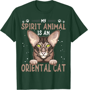 Oriental Cat Bicolor Dad Items Brush Oriental Shorthair Cat T-Shirt - T-Shirt | Forest