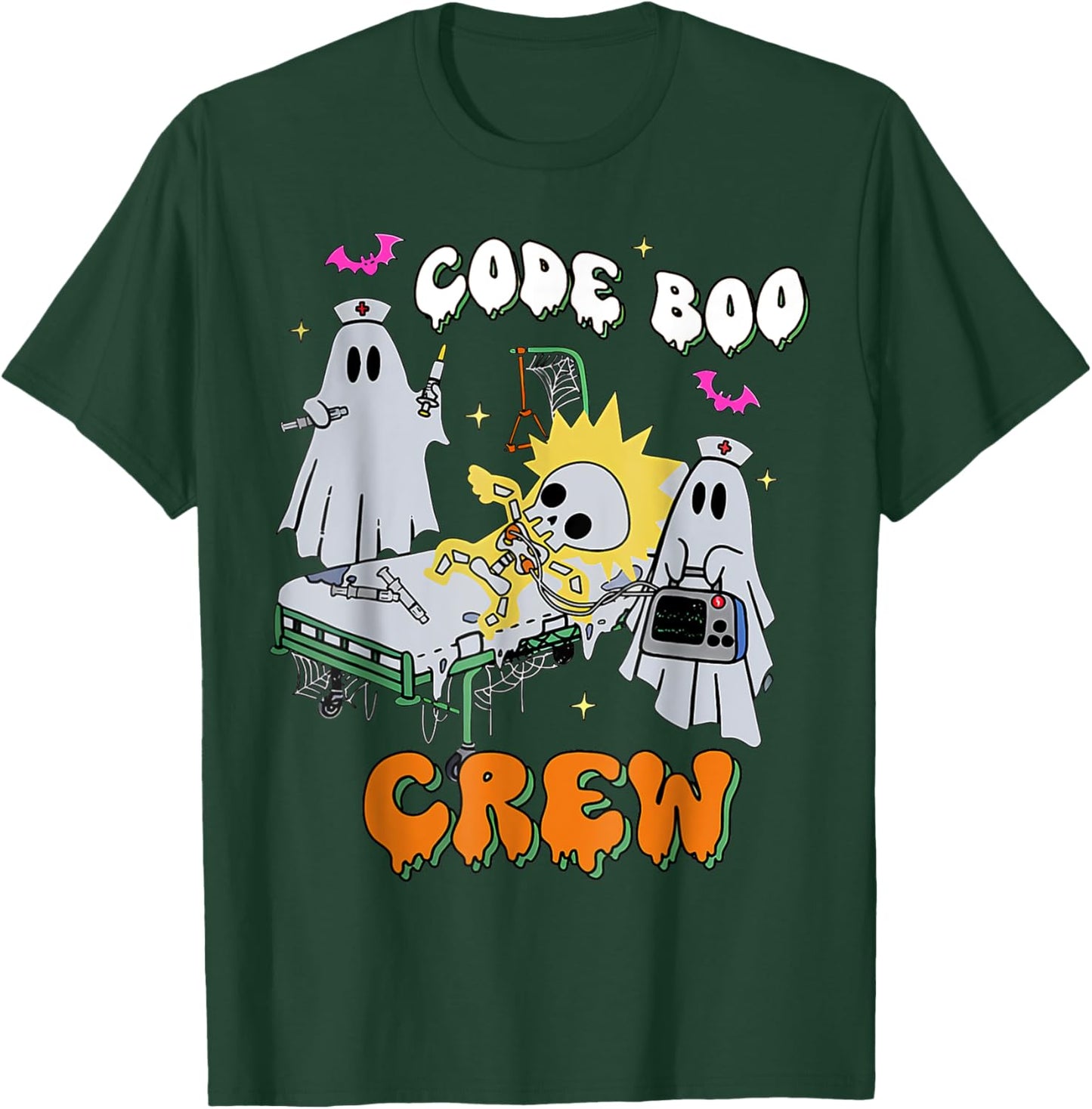 Code Boo Crew Funny Ghost Nurse Halloween Costume Nursing T-Shirt - T-Shirt | Forest