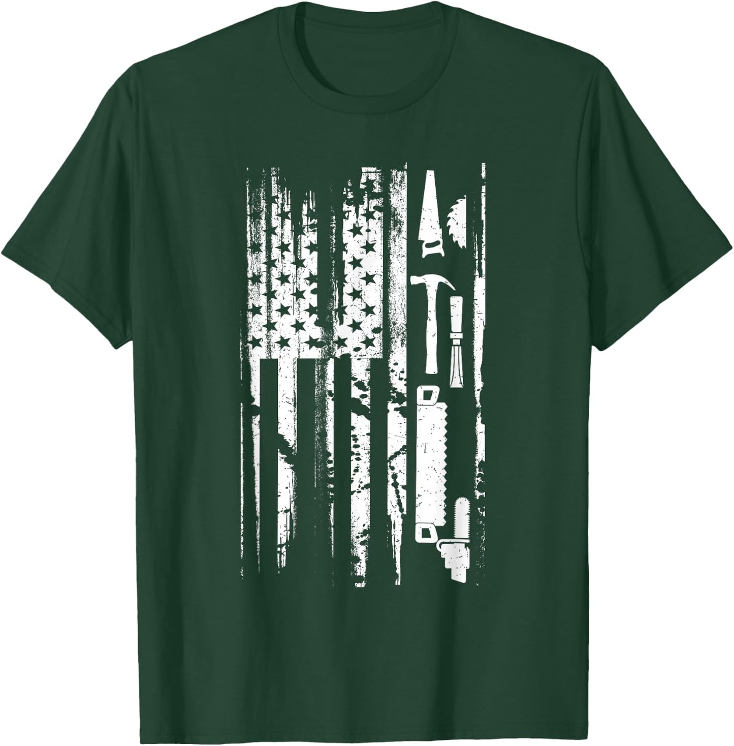 American Flag Woodworking Gift Carpenter Wood Working Small T-Shirt - T-Shirt | Forest