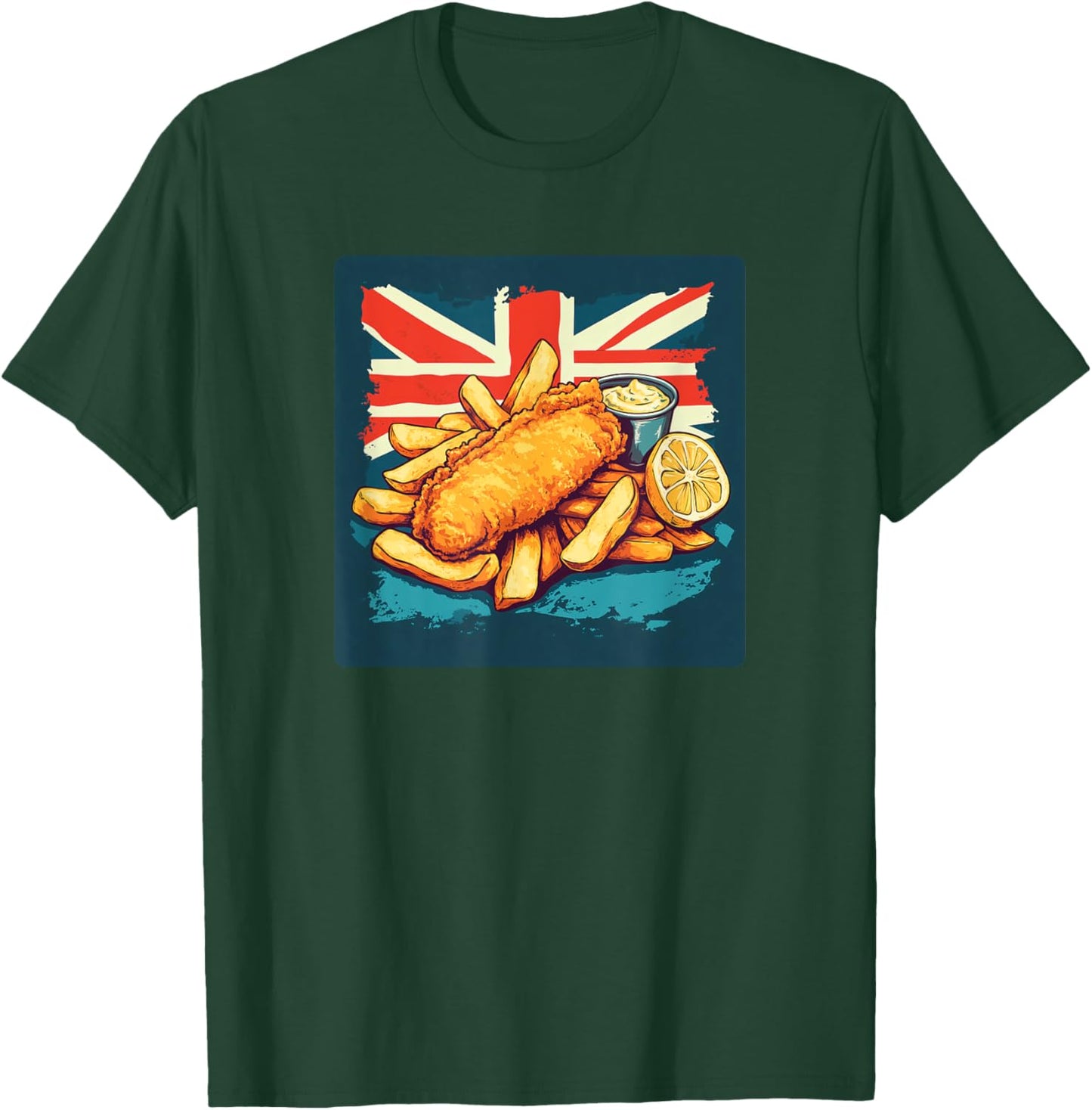 Kawaii Motto Designs Fish and Chips Lover Classic British Food T-Shirt - T-Shirt | Forest