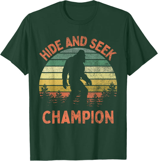 Hide And Seek Champion Sasquatch Funny Bigfoot T-Shirt - T-Shirt | Forest