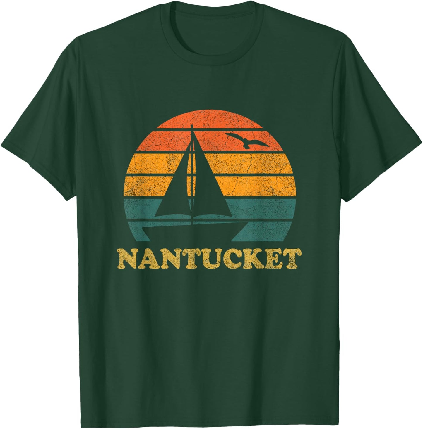 Nantucket Sailboat Sunset Nantucket T-Shirt - T-Shirt | Forest