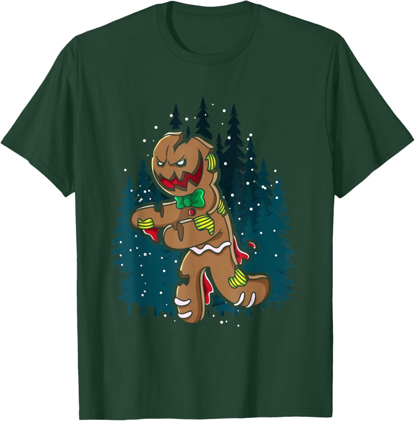 Creepy Zombie Gingerbread Man Funny Scary Christmas Holiday T-Shirt - T-Shirt | Forest