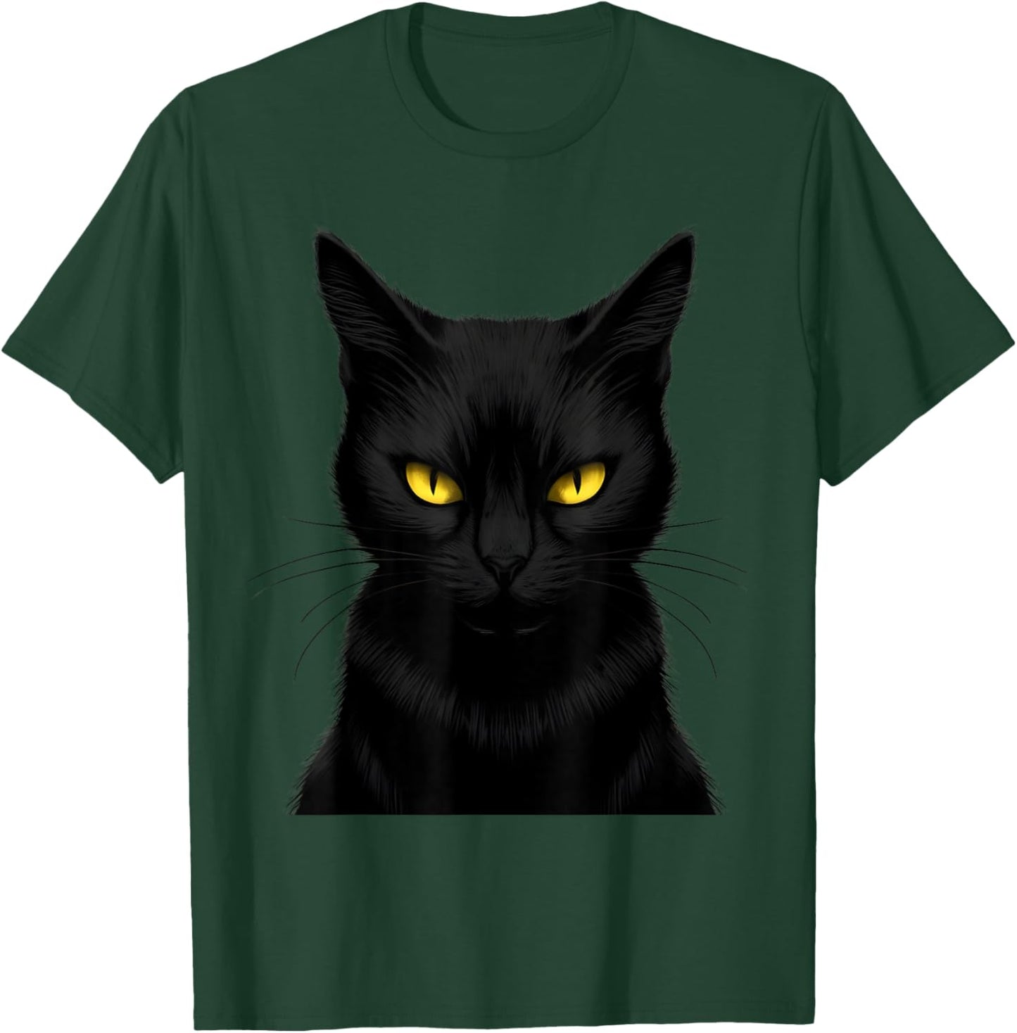 Black Cat Yellow Eyes Graphic Men Women Boys Girls T-Shirt - T-Shirt | Forest