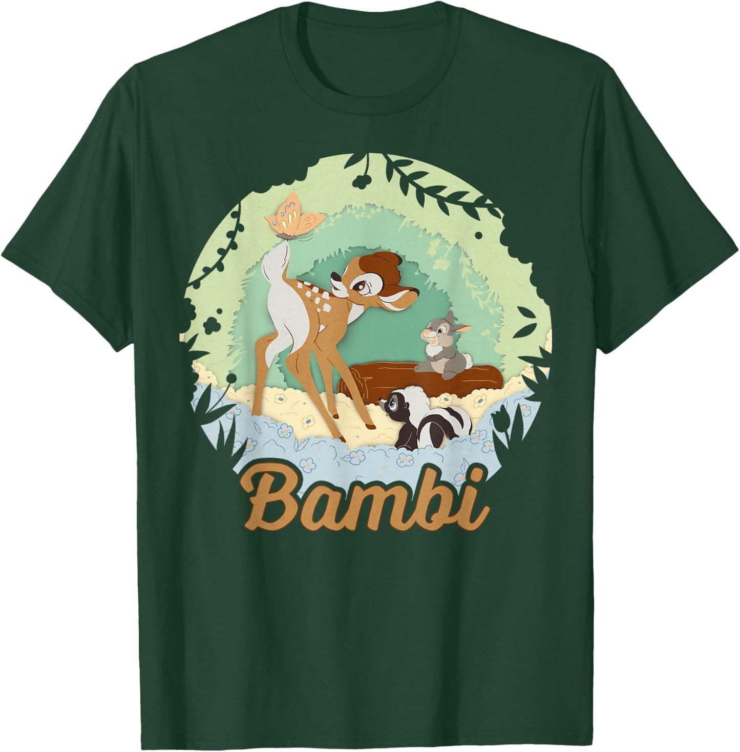 Disney Bambi Thumper And Flower Paper Cut Portrait T-Shirt - T-Shirt | Forest