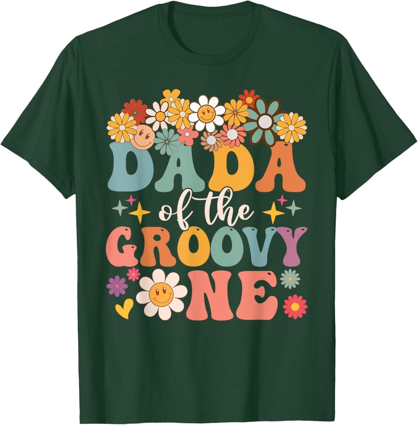 Retro Dada of Groovy One Matching Family 1st Birthday Party T-Shirt - T-Shirt | Forest