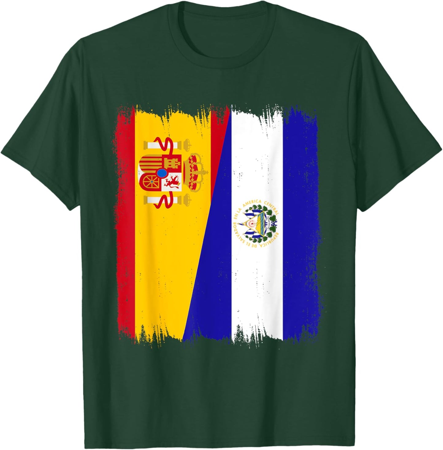 Spain El Salvador Flag Spanish Salvadorian Roots T-Shirt - T-Shirt | Forest