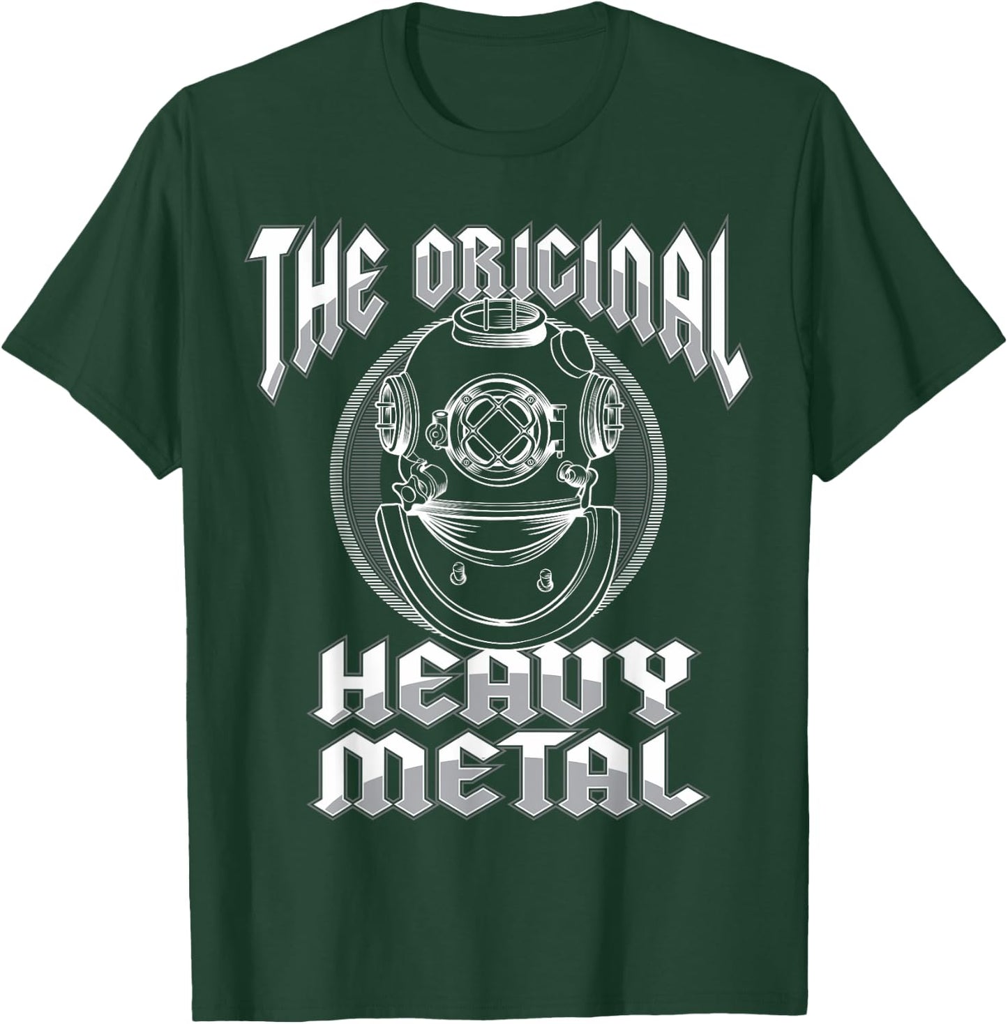 Deep Sea Diving Helmet Original Heavy Metal Underwater Diver T-Shirt - T-Shirt | Forest