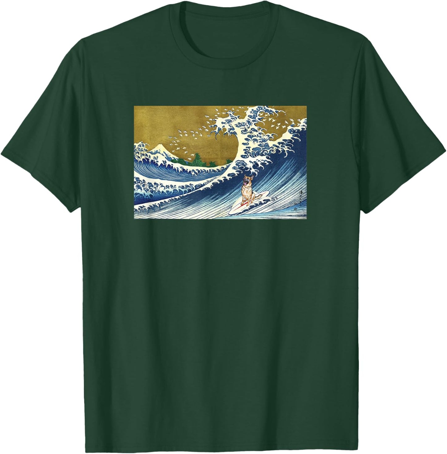 Dog Lover Retro Vintage Surfing A Wave German Shepherd T-Shirt - T-Shirt | Forest