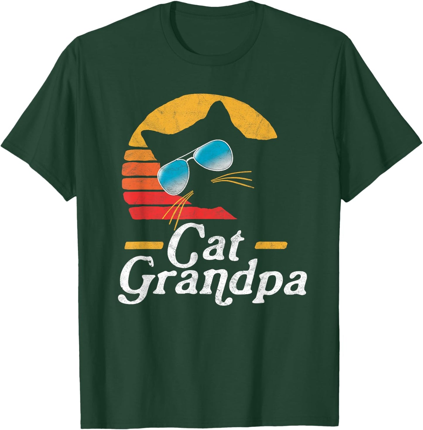 Cat Grandpa Vintage Eighties Style Cat Retro Sunglasses T-Shirt - T-Shirt | Forest