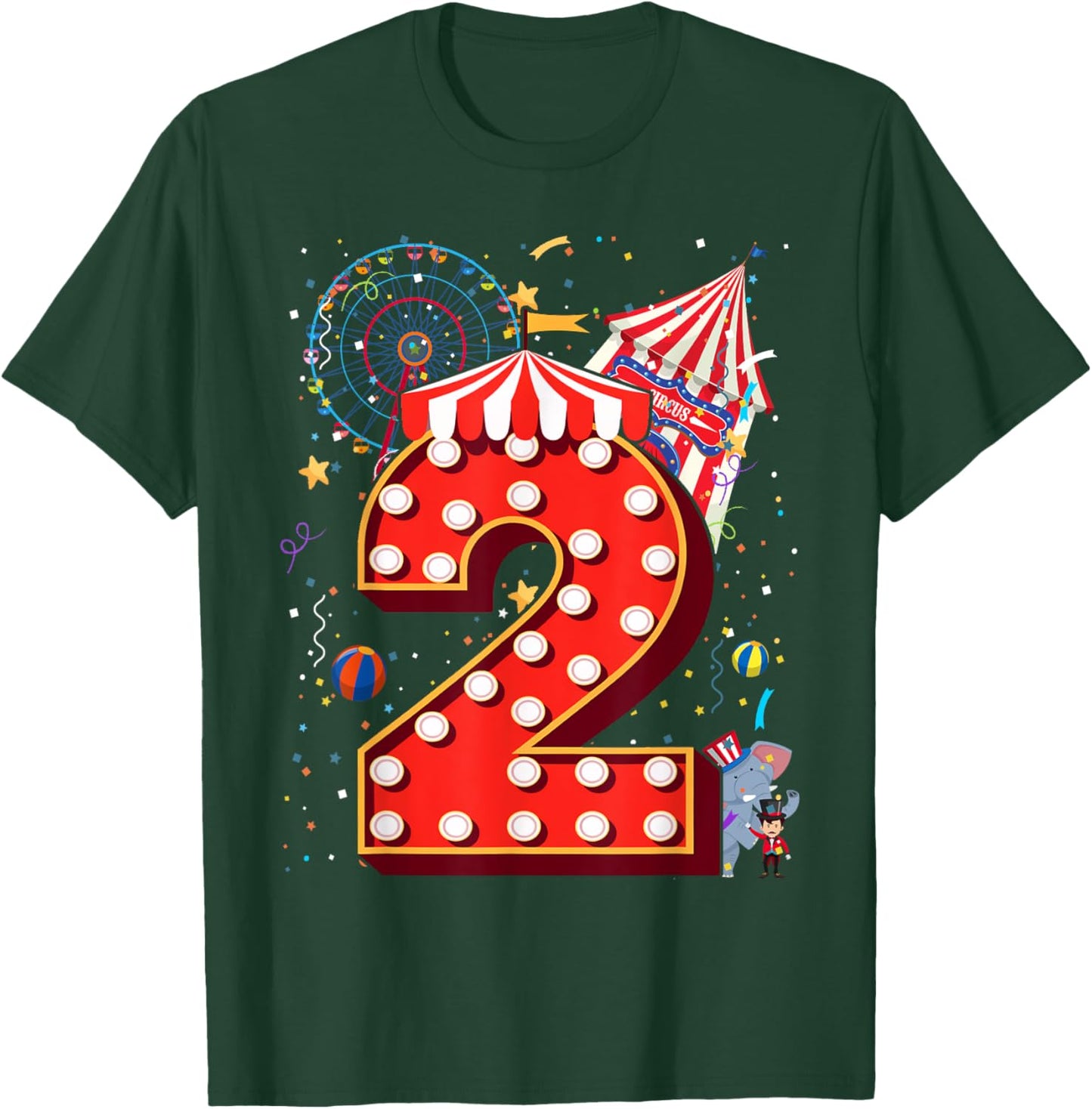 2 Year Old Circus Top Birthday Carnival 2nd Party Toddler T-Shirt - T-Shirt | Forest