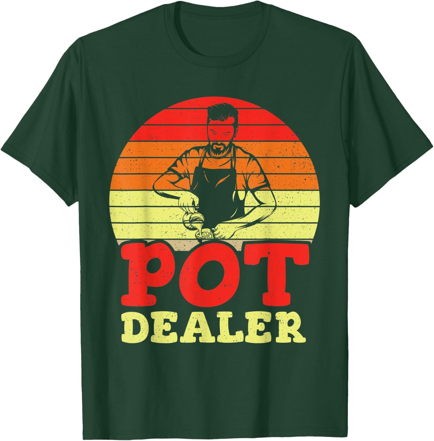 Vintage Pot Dealer Distressed Barista Coffee Lovers T-Shirt - T-Shirt | Forest