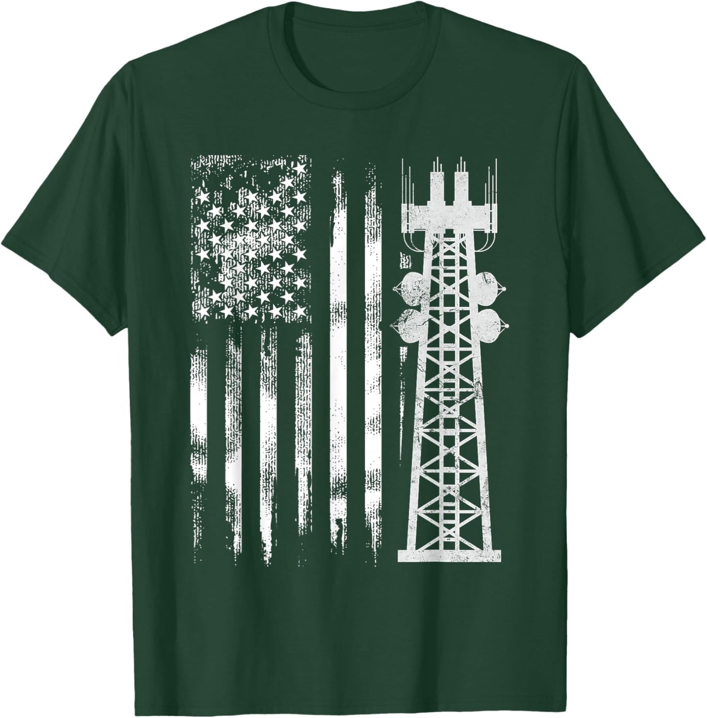 Patriotic Tower Climber Transmissionservie Climbing T-Shirt - T-Shirt | Forest