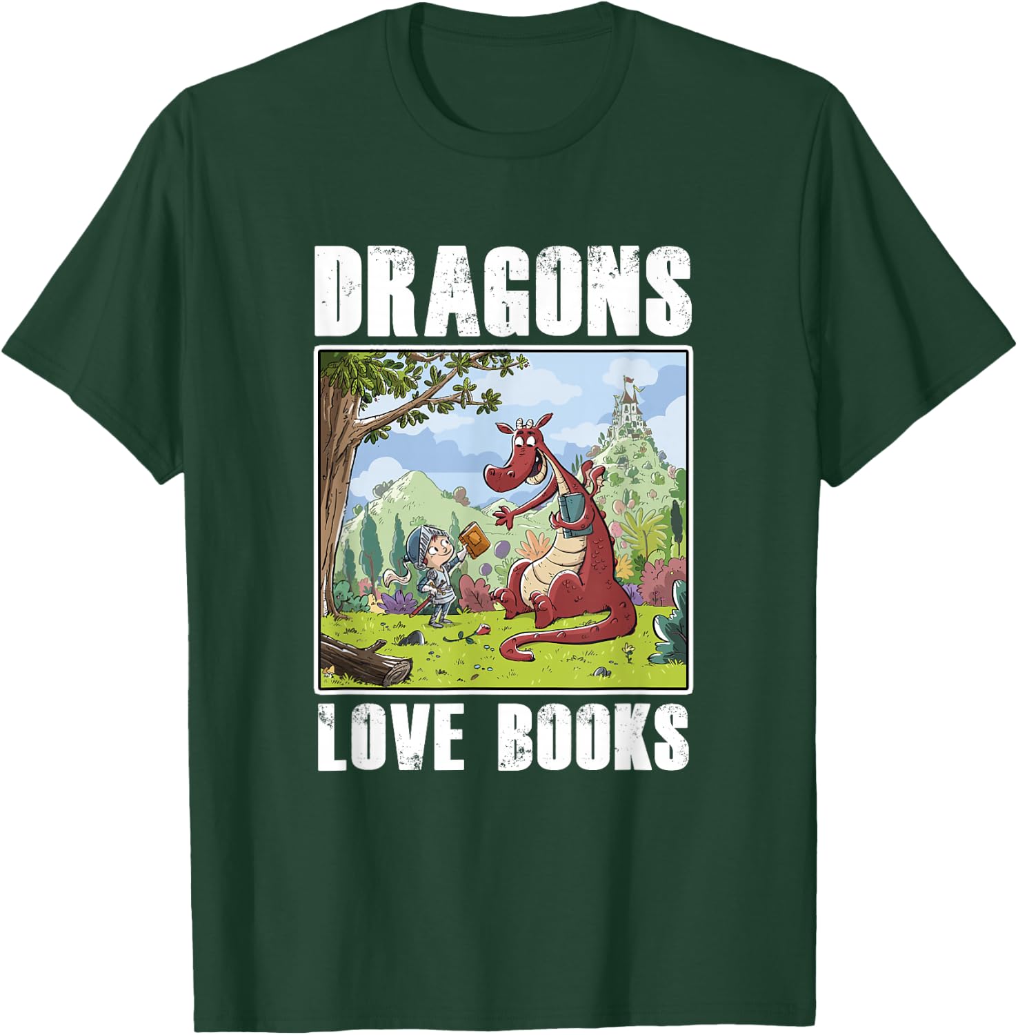 Dragons Love Books Book Lover Literature Read Reading Gift T-Shirt - T-Shirt | Forest