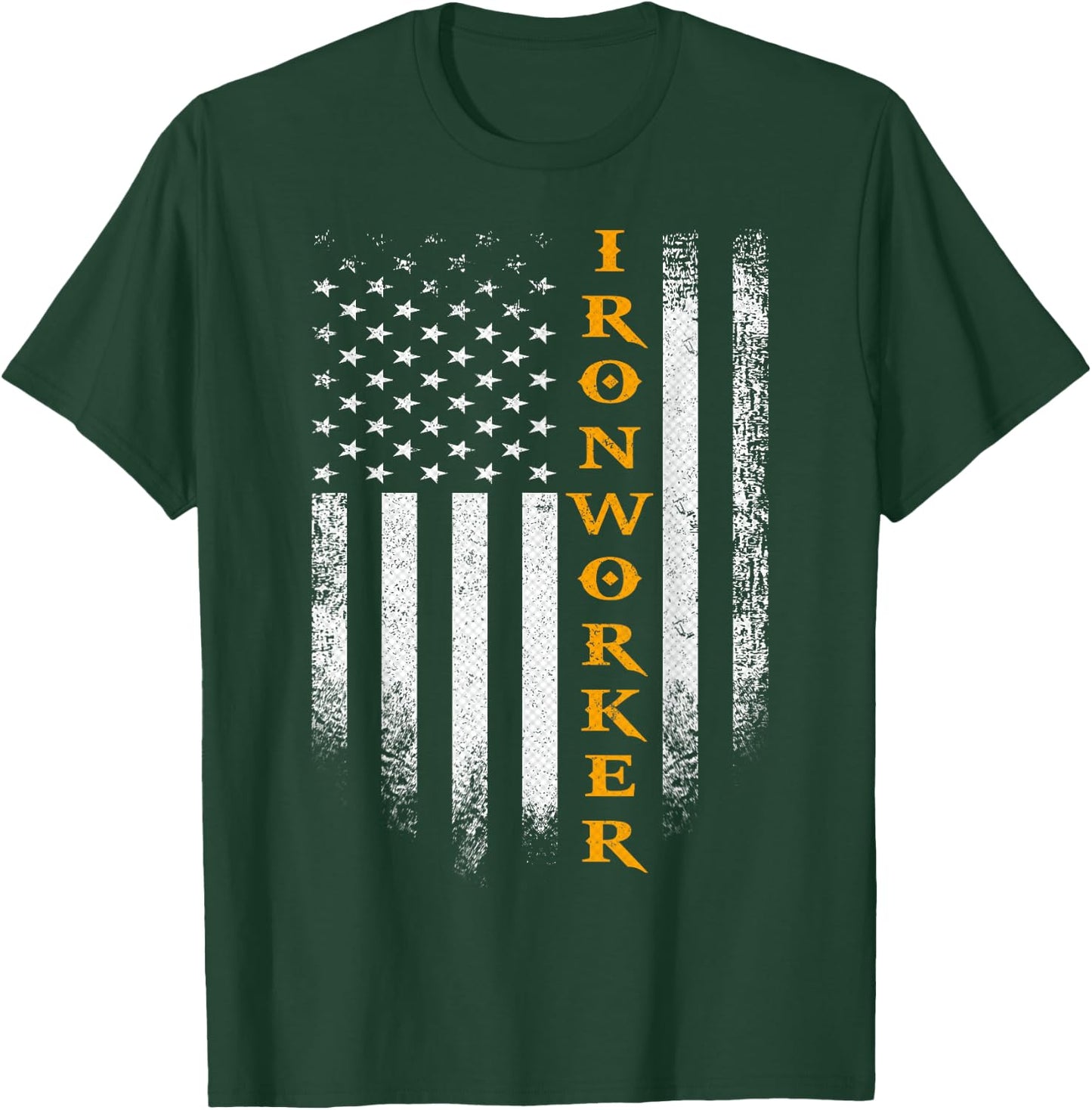 Vintage USA Ironworker American Flag Iron Worker Patriotic T-Shirt - T-Shirt | Forest