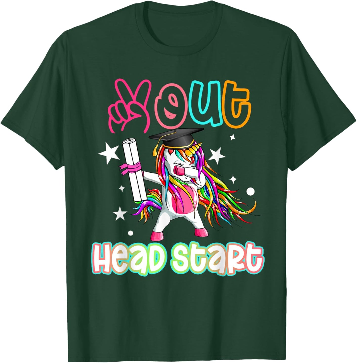 Peace out Headstart Dabbing Unicorn Last Day Of School Kids T-Shirt - T-Shirt | Forest