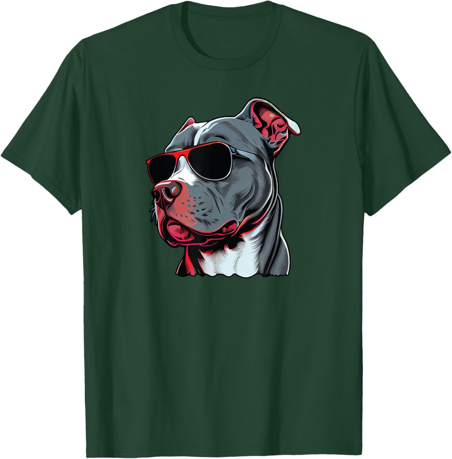 Dad Mom Cool Dog Sunglasses - Pitbull T-Shirt - T-Shirt | Forest