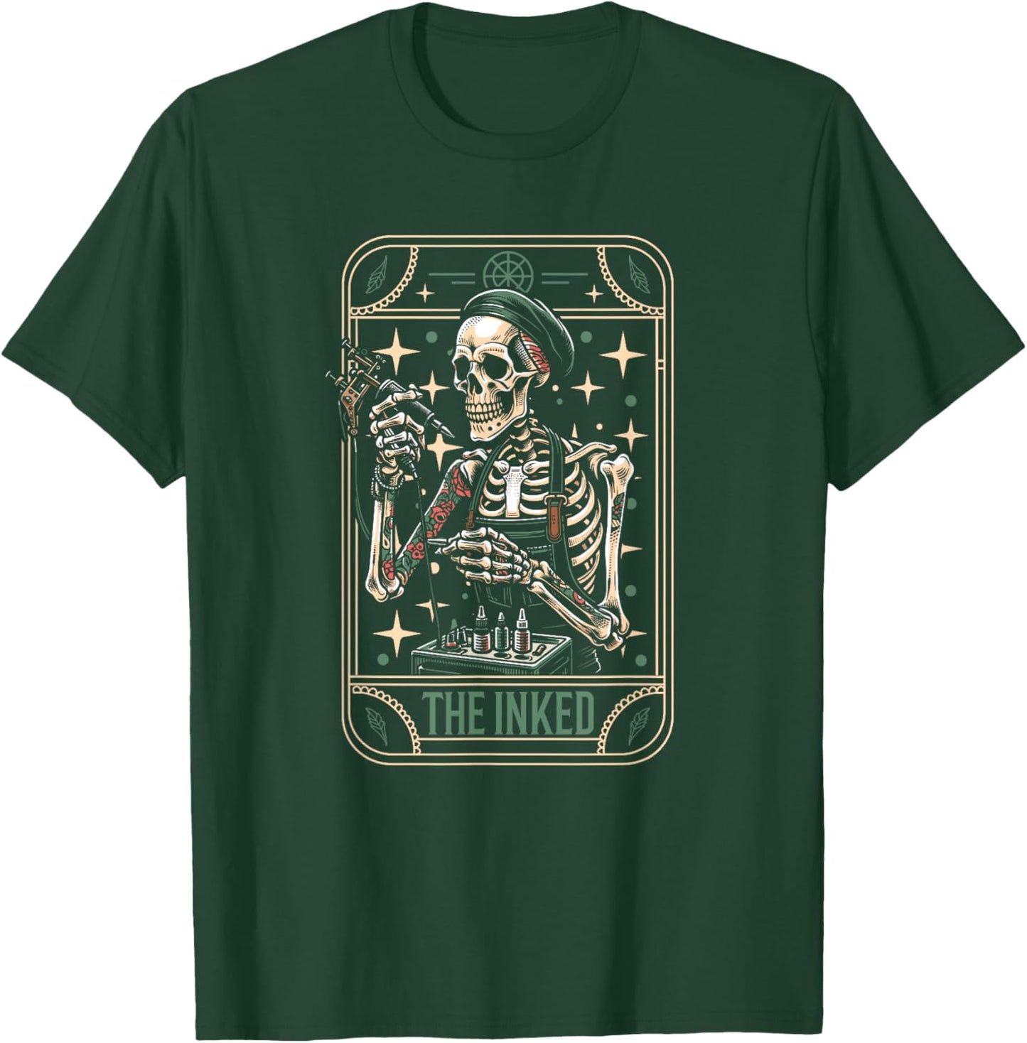 Tattooist Artist Tattoo Tattoos - Skeleton Tarot Card T-Shirt - T-Shirt | Forest