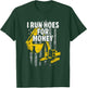 Heavy Equipment Operator I Run Hoes for Money USA Flag T-Shirt - T-Shirt | Forest
