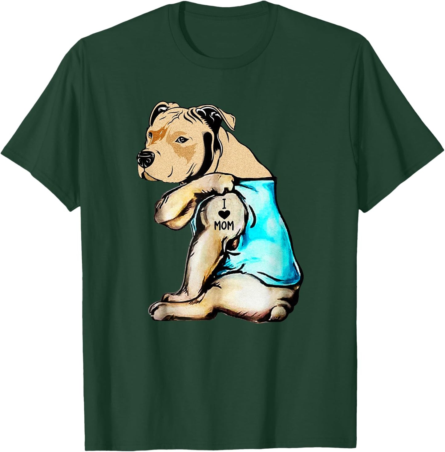 Pit Bull - I Love Mom Tattoo Small T-Shirt - T-Shirt | Forest