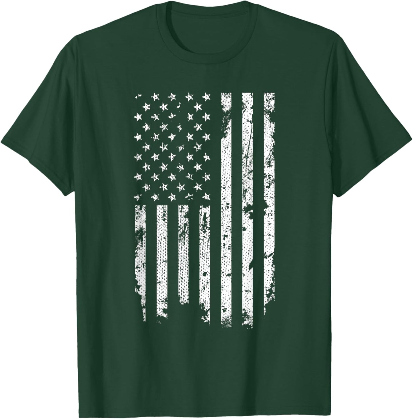 Threadrock Distressed American Flag - -Adults, Kids - Black - Short Sleeve - Classic Fit - - Small T-Shirt - T-Shirt | Forest