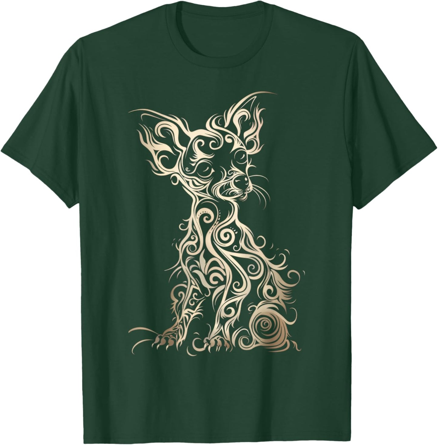 LumaThread Chiweenie Tribal Vintage Retro Graphic , Small, Black T-Shirt - T-Shirt | Forest