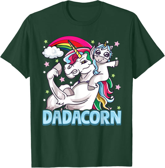 Dadacorn Dad Funny Unicorn Dad Papacorn Dadicorn T-Shirt - T-Shirt | Forest