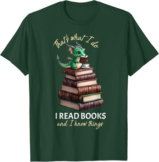 Librarian Bibliophile Dragon Coffee I read books T-Shirt - T-Shirt | Forest