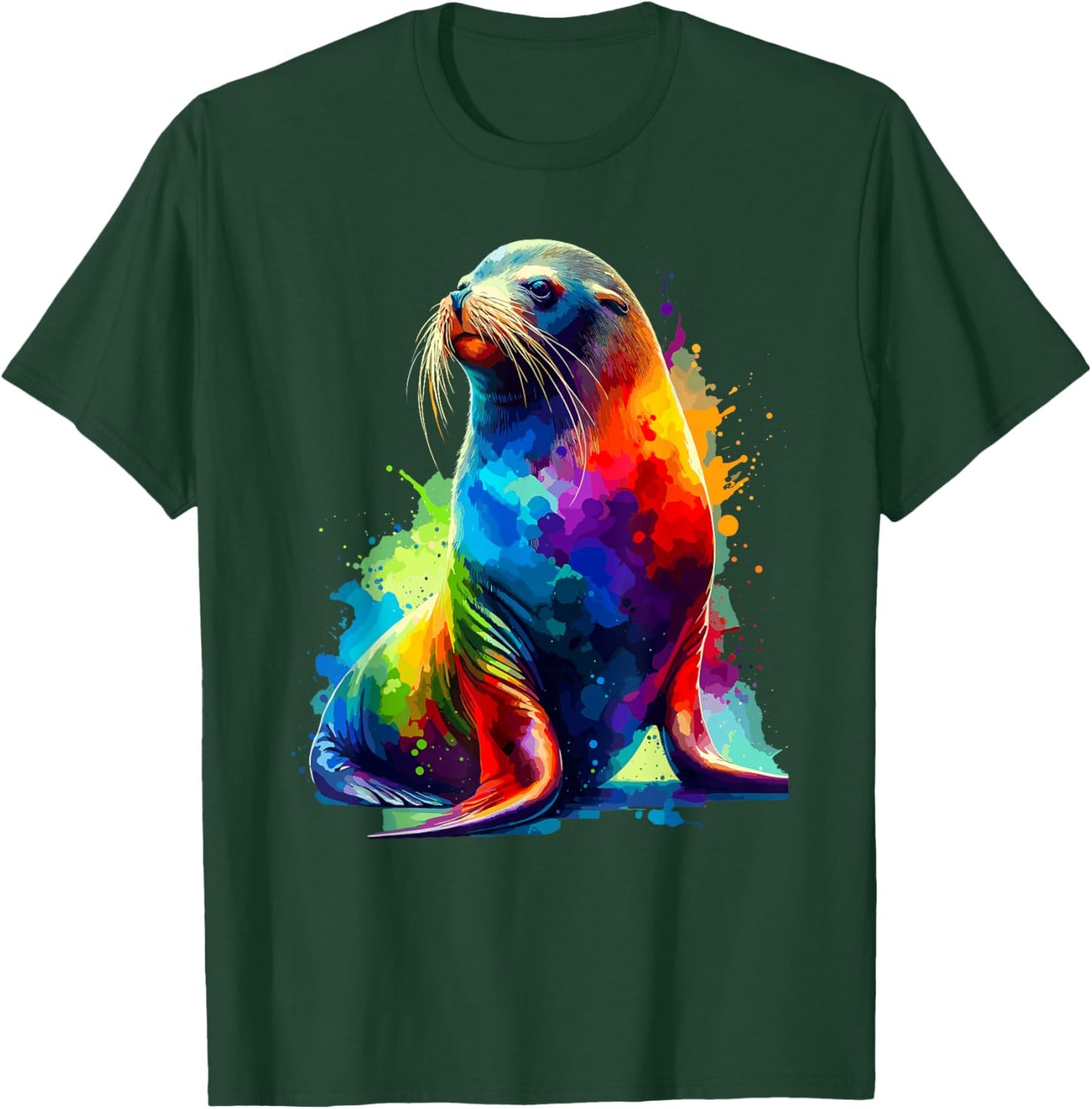 Colorful Splash Art Sea Lion Sea Lions T-Shirt - T-Shirt | Forest