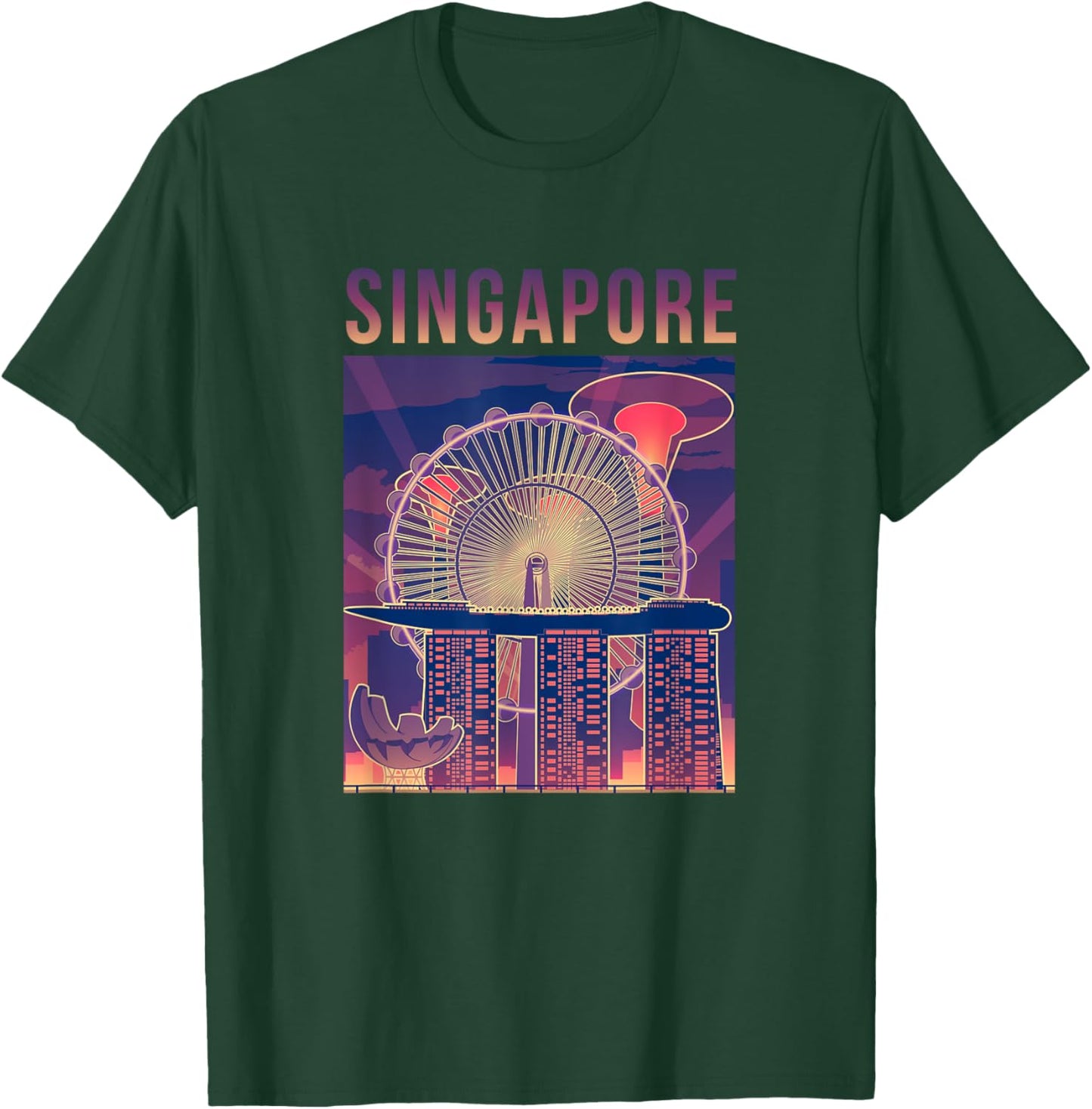 Singapore Travel Outfit City Skyline With Iconic Landmarks T-Shirt - T-Shirt | Forest