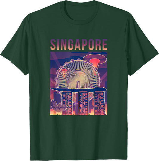 Singapore Travel Outfit City Skyline With Iconic Landmarks T-Shirt - T-Shirt | Forest