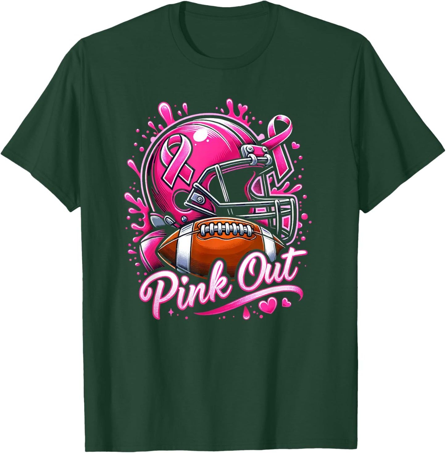 Pink Out Tackle Breast Cancer Awareness American Football T-Shirt - T-Shirt | Forest