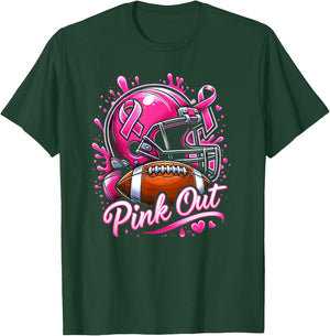 Pink Out Tackle Breast Cancer Awareness American Football T-Shirt - T-Shirt | Forest