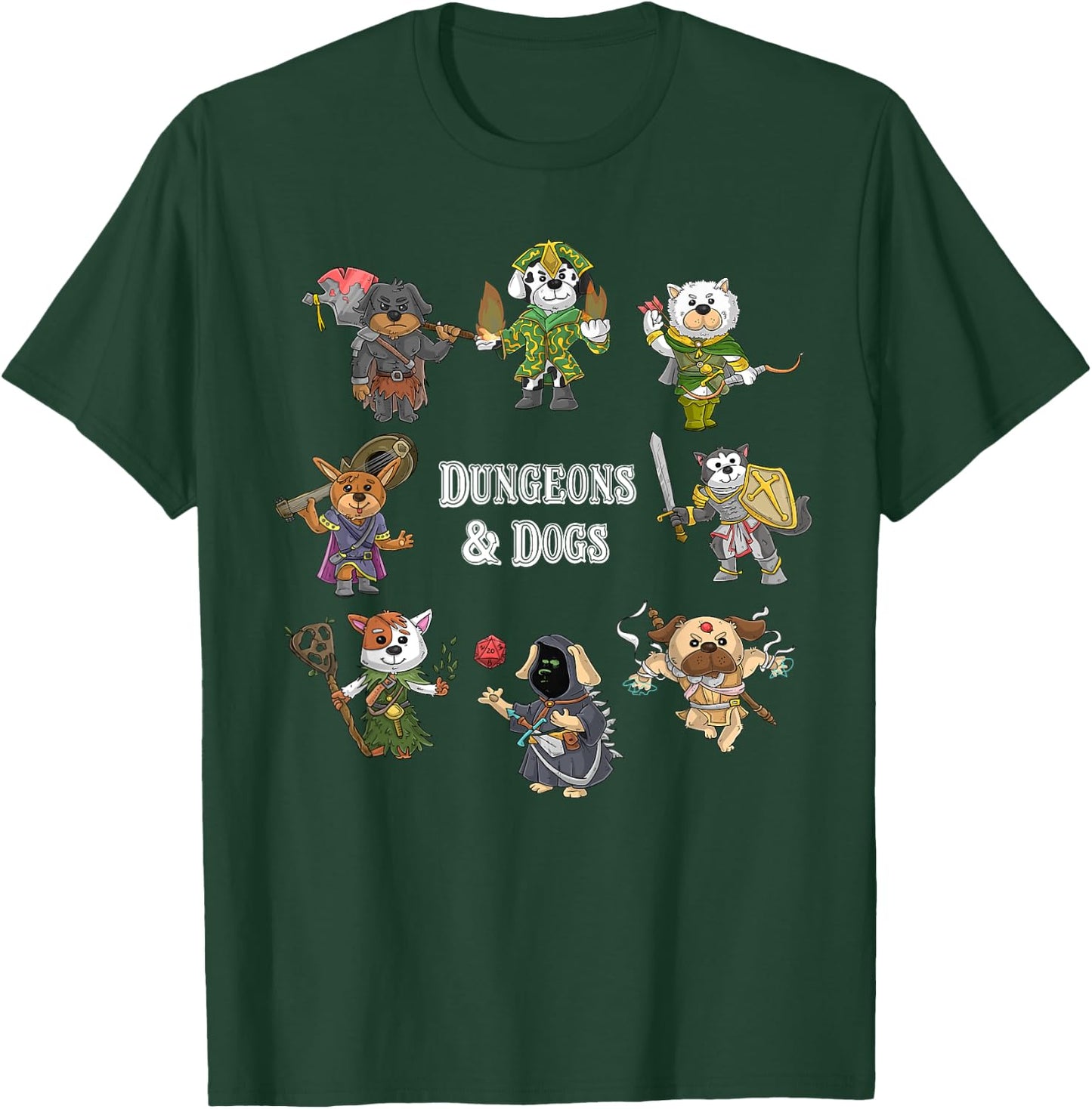 Dungeons And Dogs Cats Funny Cute Tabletop Gaming Roleplay T-Shirt - T-Shirt | Forest