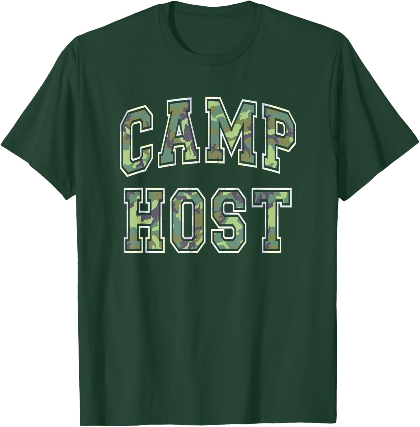 Camo CAMP HOST Summer Campfire Staff Squad Director Team T-Shirt - T-Shirt | Forest