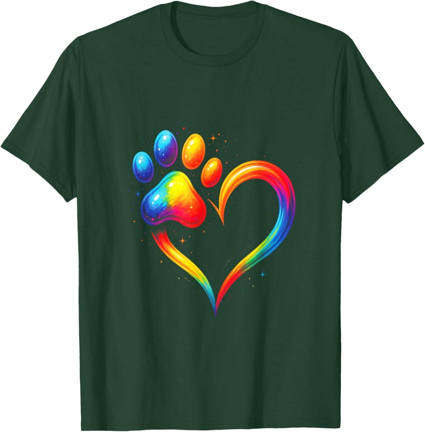 Bunte Hundepfote Tierliebhaber Aquarell Pfote T-Shirt - T-Shirt | Forest