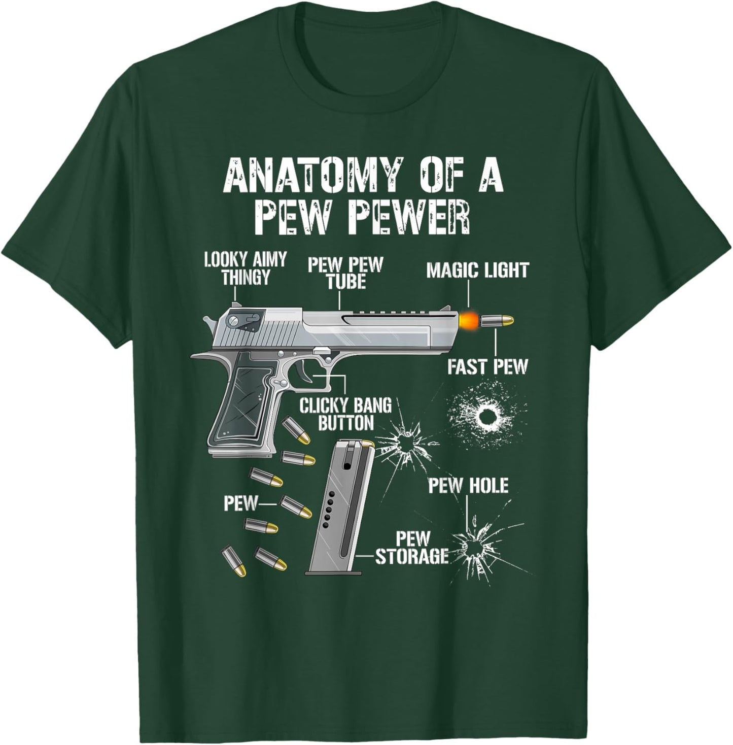 Anatomy of a Pew Pewer Funny Pistols 9 mm Sports Shooters T-Shirt - T-Shirt | Forest