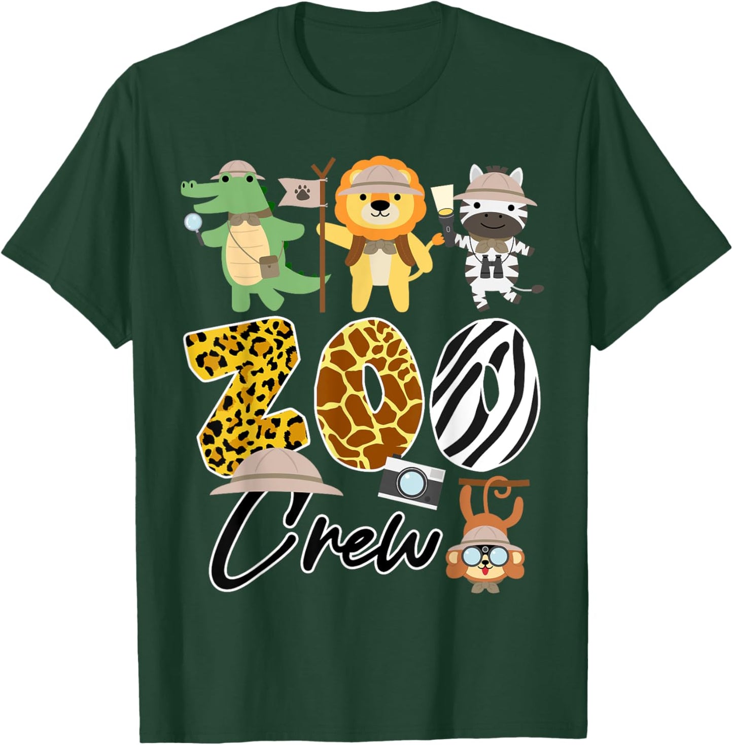 Wildlife Zoo Crew with Giraffe, Zebra, and Lion T-Shirt - T-Shirt | Forest