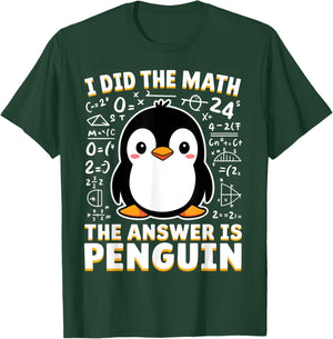 Math and Penguin Funny Gifts Women Kid Penguin Lover T-Shirt - T-Shirt | Forest