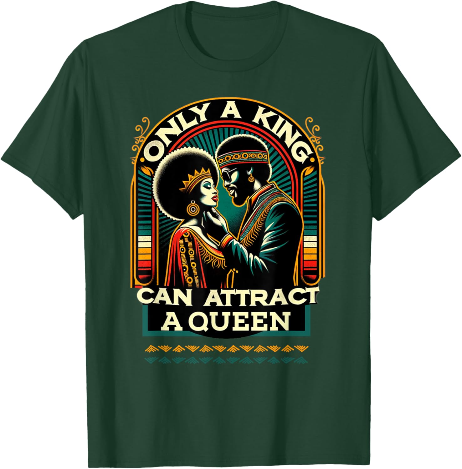 King & Queen Black Love African American Couples Marriage T-Shirt - T-Shirt | Forest