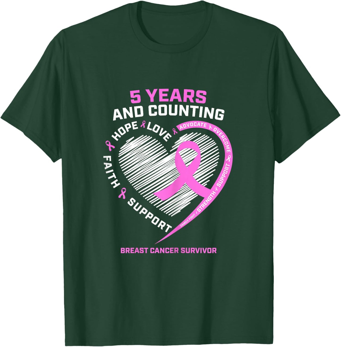 5 Year Breast Cancer Survivor Shirt 5 Years Cancer Free T-Shirt - T-Shirt | Forest
