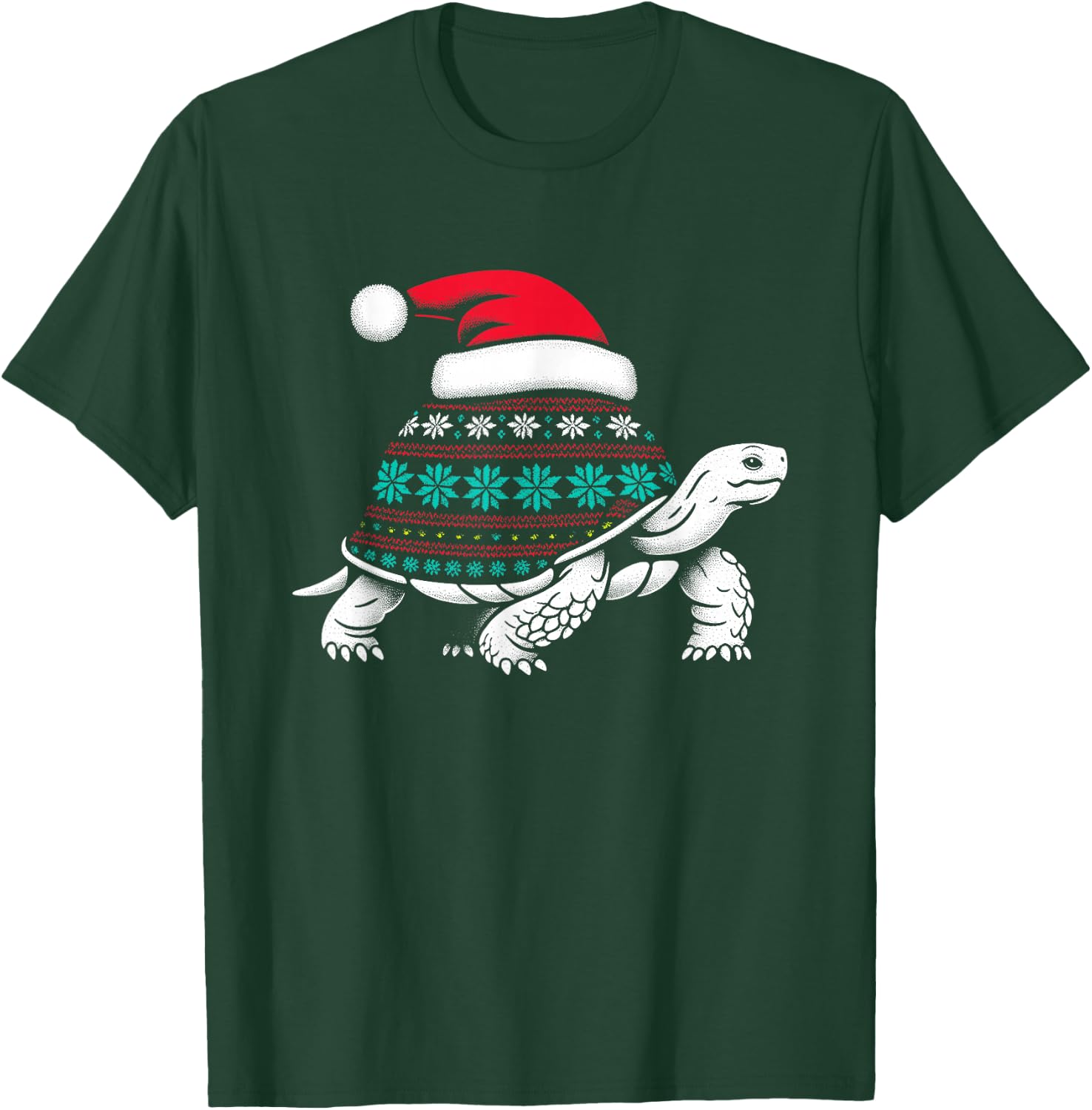 Santa Hat Tortoise - Vintage Sea Turtle Xmas Ugly Christmas T-Shirt - T-Shirt | Forest