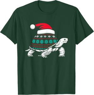 Santa Hat Tortoise - Vintage Sea Turtle Xmas Ugly Christmas T-Shirt - T-Shirt | Forest