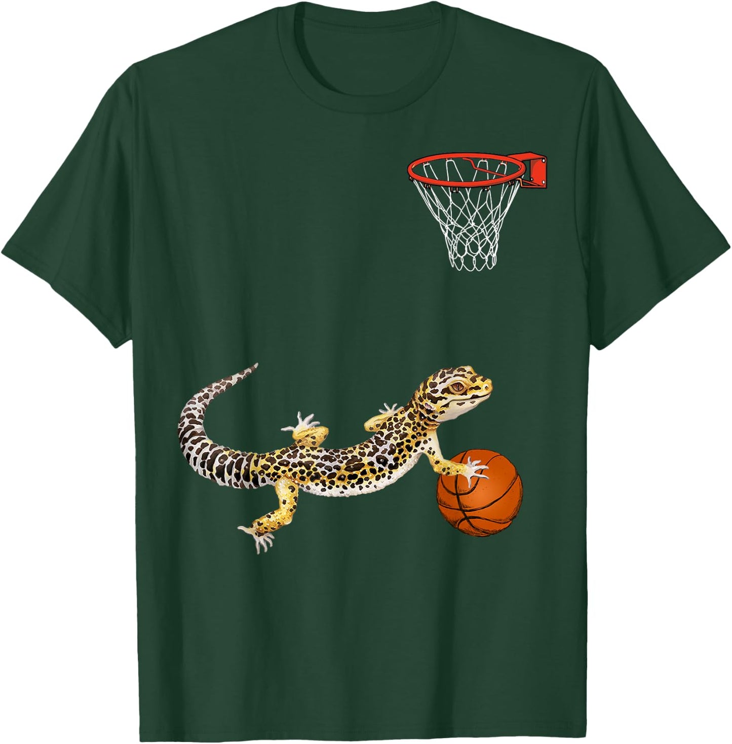 Leopard Gecko Playing Sports Lizard & Reptiles Basketball T-Shirt - T-Shirt | Forest