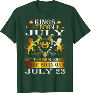 Kings Are Born On July 23rd Birthday Bday Men Boy Kid T-Shirt - T-Shirt | Forest