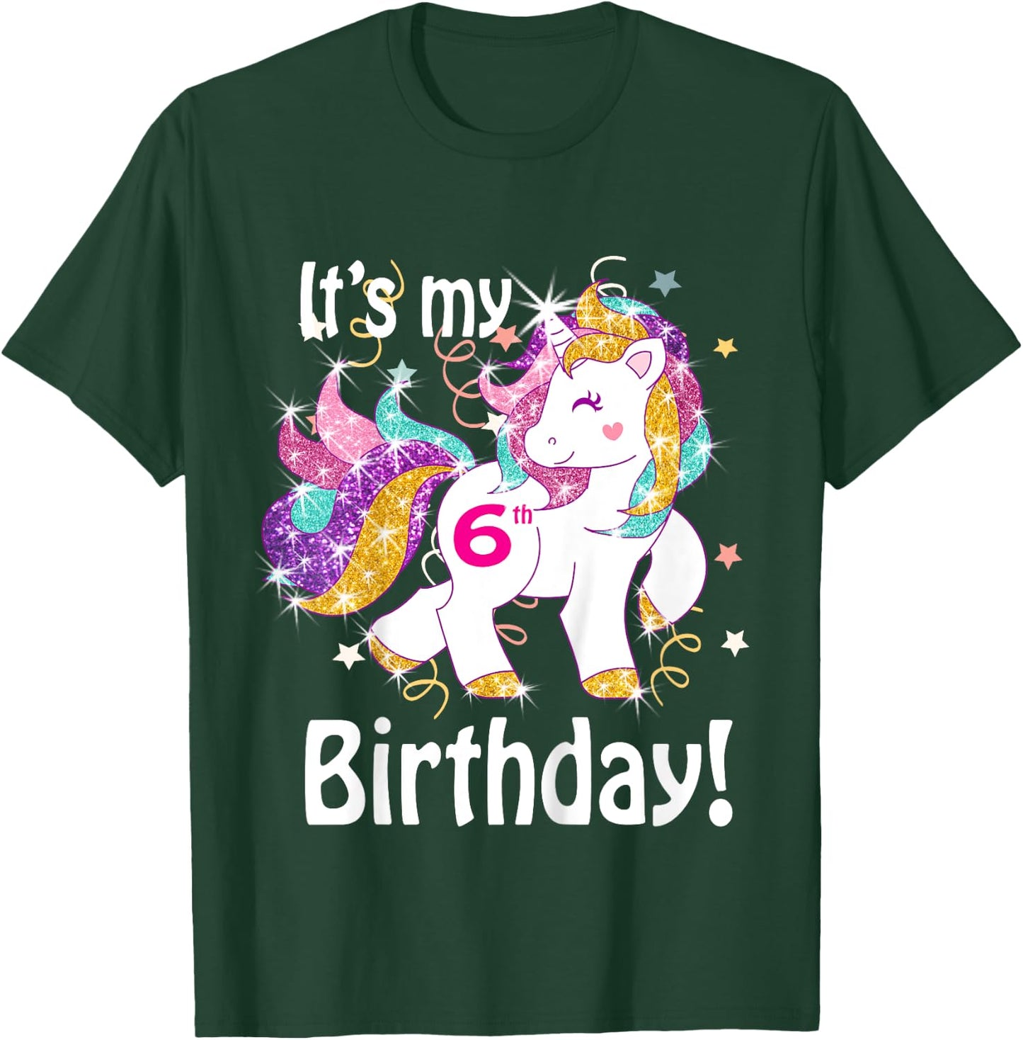 Its my 6th birthday Unicorn (6 Year Old) Shirt Girls T-Shirt - T-Shirt | Forest