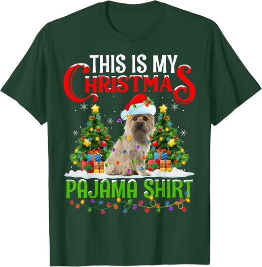 This Is My Christmas Pajamas Lighting Cairn Terrier Dog Xmas T-Shirt - T-Shirt | Forest