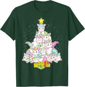 Unicorns Christmas Tree Unicorn Cute Girls Women Mom Kids T-Shirt - T-Shirt | Forest